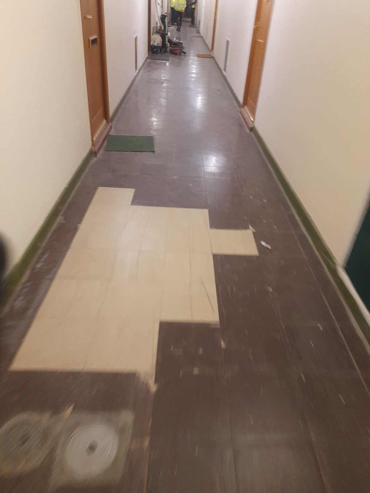 Communal corridor flooring being replaced
