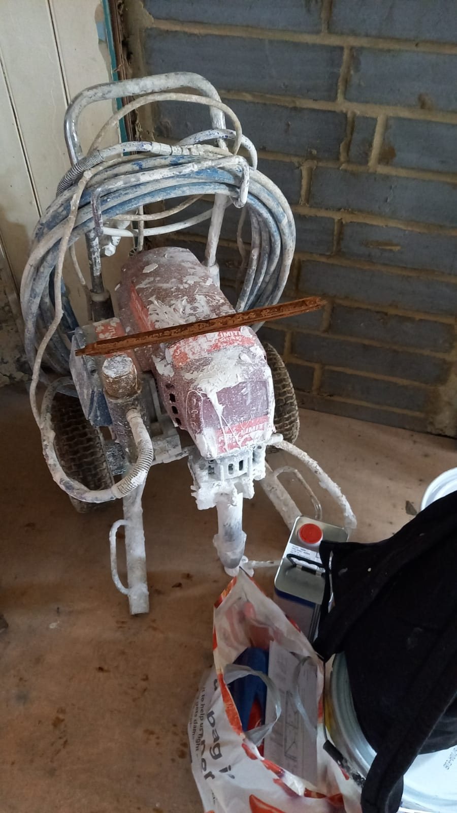 Plastering pump set up on site