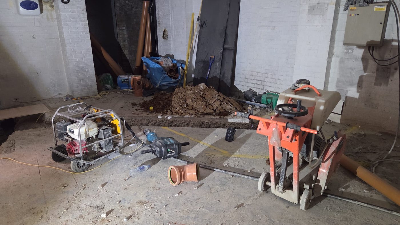 Concrete cutting and floor preparation on a London site
